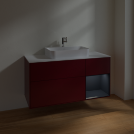 Тумба під раковину Villeroy & Boch Finion 120х50,1 см із підсвічуванням МДФ півонія матовий лак/скло біле матове F421HGHB