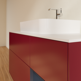 Тумба під раковину Villeroy & Boch Finion 120х50,1 см із підсвічуванням МДФ півонія матовий лак/скло біле матове F421HGHB