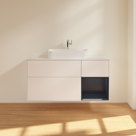 Тумба под раковину Villeroy & Boch Finion 120х50,1 см с подсветкой МДФ белый матовый лак/стекло белое матовое F421HGMT