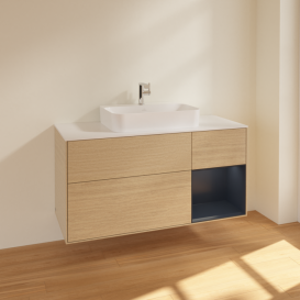 Тумба под раковину Villeroy & Boch Finion 120х50,1 см с подсветкой МДФ шпон дуба/стекло белое матовое F421HGPC