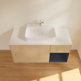 Тумба под раковину Villeroy & Boch Finion 120х50,1 см с подсветкой МДФ шпон дуба/стекло белое матовое F421HGPC