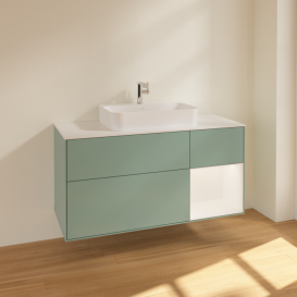 Тумба под раковину Villeroy & Boch Finion 120х50,1 см с подсветкой МДФ оливковый матовый лак/стекло белое матовое F421MTGM