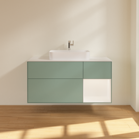 Тумба под раковину Villeroy & Boch Finion 120х50,1 см с подсветкой МДФ оливковый матовый лак/стекло белое матовое F421MTGM