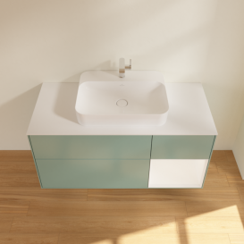 Тумба под раковину Villeroy & Boch Finion 120х50,1 см с подсветкой МДФ оливковый матовый лак/стекло белое матовое F421MTGM