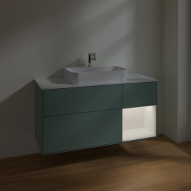 Тумба под раковину Villeroy & Boch Finion 120х50,1 см с подсветкой МДФ оливковый матовый лак/стекло белое матовое F421MTGM