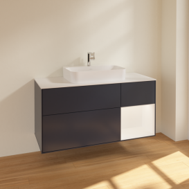 Тумба под раковину Villeroy & Boch Finion 120х50,1 см с подсветкой МДФ темно-синий матовый лак/стекло белое матовое F421MTHG