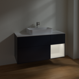 Тумба под раковину Villeroy & Boch Finion 120х50,1 см с подсветкой МДФ темно-синий матовый лак/стекло белое матовое F421MTHG