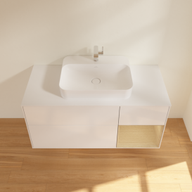 Тумба под раковину Villeroy & Boch Finion 120х50,1 см с подсветкой МДФ глянцевый белый лак/стекло белое матовое F421PCGF