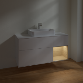 Тумба под раковину Villeroy & Boch Finion 120х50,1 см с подсветкой МДФ глянцевый белый лак/стекло белое матовое F421PCGF