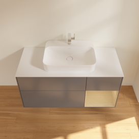 Тумба под раковину Villeroy & Boch Finion 120х50,1 см с подсветкой МДФ антрацит матовый лак/стекло белое матовое F421PCGK