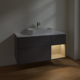 Тумба под раковину Villeroy & Boch Finion 120х50,1 см с подсветкой МДФ антрацит матовый лак/стекло белое матовое F421PCGK