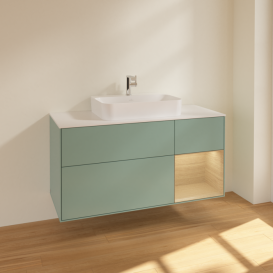 Тумба под раковину Villeroy & Boch Finion 120х50,1 см с подсветкой МДФ оливковый матовый лак/стекло белое матовое F421PCGM