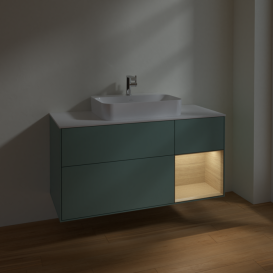 Тумба под раковину Villeroy & Boch Finion 120х50,1 см с подсветкой МДФ оливковый матовый лак/стекло белое матовое F421PCGM