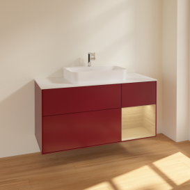 Тумба под раковину Villeroy & Boch Finion 120х50,1 см с подсветкой МДФ пион матовый лак/стекло белое матовое F421PCHB