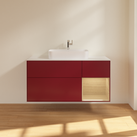 Тумба под раковину Villeroy & Boch Finion 120х50,1 см с подсветкой МДФ пион матовый лак/стекло белое матовое F421PCHB