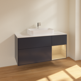 Тумба под раковину Villeroy & Boch Finion 120х50,1 см с подсветкой МДФ темно-синий матовый лак/стекло белое матовое F421PCHG
