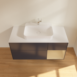 Тумба под раковину Villeroy & Boch Finion 120х50,1 см с подсветкой МДФ темно-синий матовый лак/стекло белое матовое F421PCHG