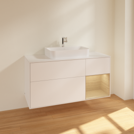 Тумба под раковину Villeroy & Boch Finion 120х50,1 см с подсветкой МДФ белый матовый лак/стекло белое матовое F421PCMT