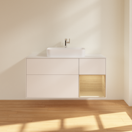 Тумба под раковину Villeroy & Boch Finion 120х50,1 см с подсветкой МДФ белый матовый лак/стекло белое матовое F421PCMT