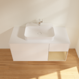 Тумба под раковину Villeroy & Boch Finion 120х50,1 см с подсветкой МДФ белый матовый лак/стекло белое матовое F421PCMT