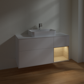 Тумба под раковину Villeroy & Boch Finion 120х50,1 см с подсветкой МДФ белый матовый лак/стекло белое матовое F421PCMT
