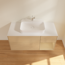 Тумба под раковину Villeroy & Boch Finion 120х50,1 см с подсветкой МДФ шпон дуба/стекло белое матовое F421PCPC