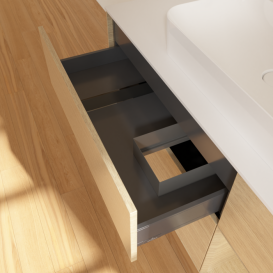 Тумба под раковину Villeroy & Boch Finion 120х50,1 см с подсветкой МДФ шпон дуба/стекло белое матовое F421PCPC