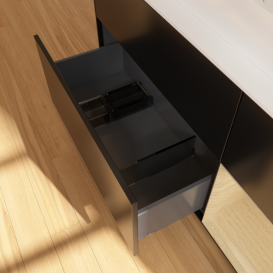 Тумба под раковину Villeroy & Boch Finion 120х50,1 см с подсветкой МДФ черный матовый лак/стекло белое матовое F421PCPD