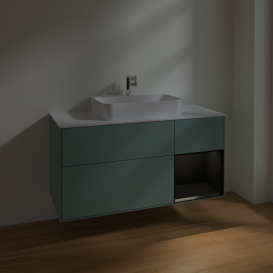 Тумба під раковину Villeroy & Boch Finion 120х50,1 см із підсвічуванням МДФ оливковий матовий лак/скло біле матове F421PDGM