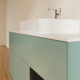 Тумба під раковину Villeroy & Boch Finion 120х50,1 см із підсвічуванням МДФ оливковий матовий лак/скло біле матове F421PDGM