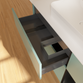 Тумба під раковину Villeroy & Boch Finion 120х50,1 см із підсвічуванням МДФ оливковий матовий лак/скло біле матове F421PDGM