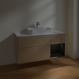 Тумба под раковину Villeroy & Boch Finion 120х50,1 см с подсветкой МДФ шпон дуба/стекло белое матовое F421PDPC