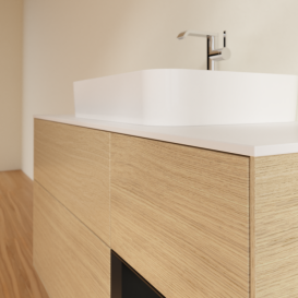 Тумба под раковину Villeroy & Boch Finion 120х50,1 см с подсветкой МДФ шпон дуба/стекло белое матовое F421PDPC