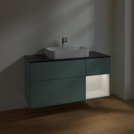 Тумба под раковину Villeroy & Boch Finion 120х50,1 см с подсветкой МДФ оливковый матовый лак/стекло черное матовое F422GFGM