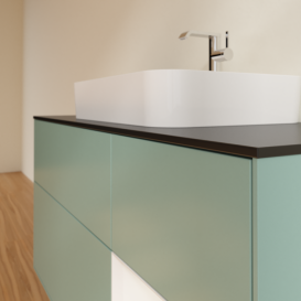 Тумба под раковину Villeroy & Boch Finion 120х50,1 см с подсветкой МДФ оливковый матовый лак/стекло черное матовое F422GFGM