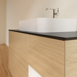 Тумба под раковину Villeroy & Boch Finion 120х50,1 см с подсветкой МДФ шпон дуба/стекло черное матовое F422GFPC