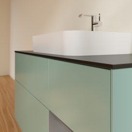 Тумба под раковину Villeroy & Boch Finion 120х50,1 см с подсветкой МДФ оливковый матовый лак/стекло черное матовое F422GKGM