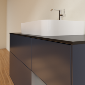 Тумба под раковину Villeroy & Boch Finion 120х50,1 см с подсветкой МДФ темно-синий матовый лак/стекло черное матовое F422GKHG