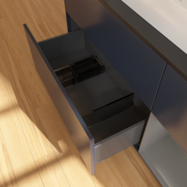 Тумба под раковину Villeroy & Boch Finion 120х50,1 см с подсветкой МДФ темно-синий матовый лак/стекло черное матовое F422GKHG