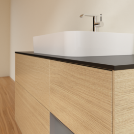 Тумба под раковину Villeroy & Boch Finion 120х50,1 см с подсветкой МДФ шпон дуба/стекло черное матовое F422GKPC