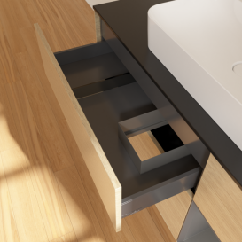 Тумба под раковину Villeroy & Boch Finion 120х50,1 см с подсветкой МДФ шпон дуба/стекло черное матовое F422GKPC