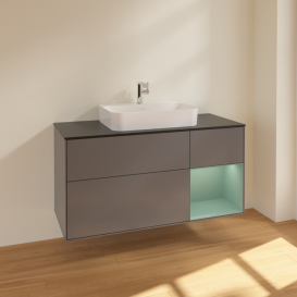 Тумба под раковину Villeroy & Boch Finion 120х50,1 см с подсветкой МДФ антрацит матовый лак/стекло черное матовое F422GMGK