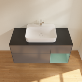 Тумба под раковину Villeroy & Boch Finion 120х50,1 см с подсветкой МДФ антрацит матовый лак/стекло черное матовое F422GMGK