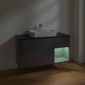 Тумба под раковину Villeroy & Boch Finion 120х50,1 см с подсветкой МДФ антрацит матовый лак/стекло черное матовое F422GMGK