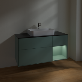 Тумба под раковину Villeroy & Boch Finion 120х50,1 см с подсветкой МДФ оливковый матовый лак/стекло черное матовое F422GMGM