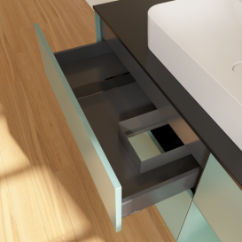 Тумба под раковину Villeroy & Boch Finion 120х50,1 см с подсветкой МДФ оливковый матовый лак/стекло черное матовое F422GMGM