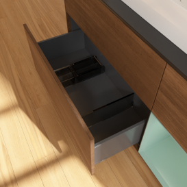 Тумба под раковину Villeroy & Boch Finion 120х50,1 см с подсветкой МДФ шпон грецкого ореха/стекло черное матовое F422GMGN