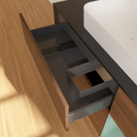 Тумба под раковину Villeroy & Boch Finion 120х50,1 см с подсветкой МДФ шпон грецкого ореха/стекло черное матовое F422GMGN