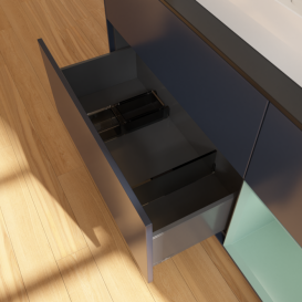 Тумба под раковину Villeroy & Boch Finion 120х50,1 см с подсветкой МДФ темно-синий матовый лак/стекло черное матовое F422GMHG