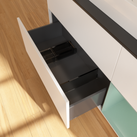 Тумба под раковину Villeroy & Boch Finion 120х50,1 см с подсветкой МДФ белый матовый лак/стекло черное матовое F422GMMT